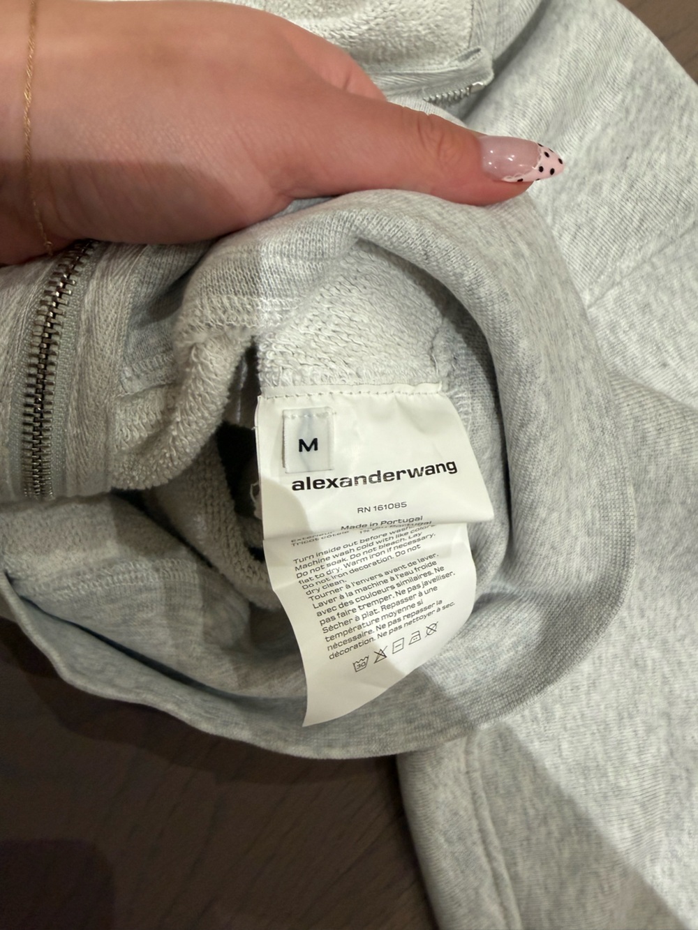 Alexander Wang Light Heather Gray Cropped Zip Hoodie - Picture 5 of 7